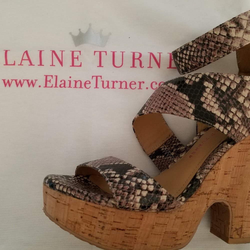 Elaine Turner Python  Wedge Platform Sandals